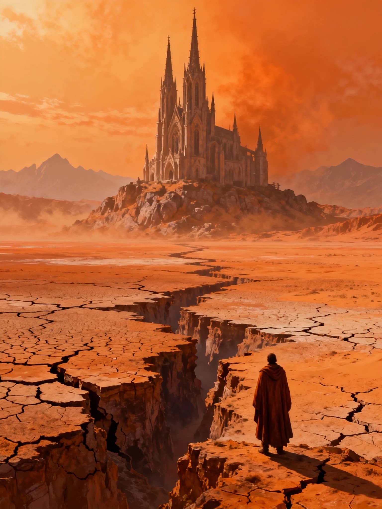 A cinematic environment frame used as a benchmark for world-building and concept art